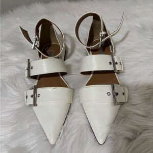 Elegant White Women's Buckle Strap Shoes